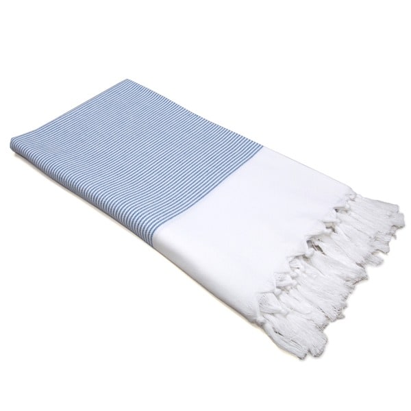 Authentic Pestemal Fouta Blue and White Pencil Stripe Turkish Cotton ...