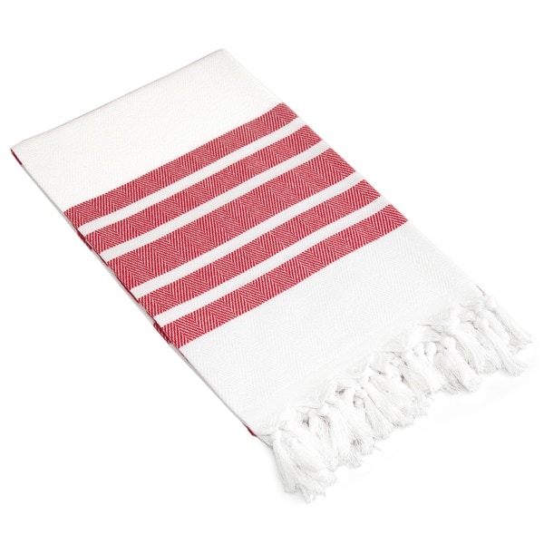 Shop Authentic Pestemal Fouta Red and White Bold Stripe Turkish Cotton ...