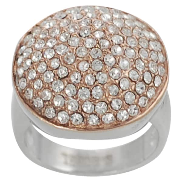 Journee Collection Coppertone Stainless Steel Cubic Zirconia Dome Ring Journee Collection Cubic Zirconia Rings