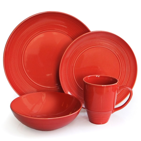 American Atelier Red Boulevard 16 Piece Dinner Set American Atelier Casual Dinnerware