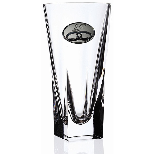 Rcr Italy 25th Anniversary Silver And Crystal Vase