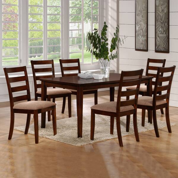 Bewdley Walnut Ladder Back Casual 7-piece Dining Set - Overstock - 6743410