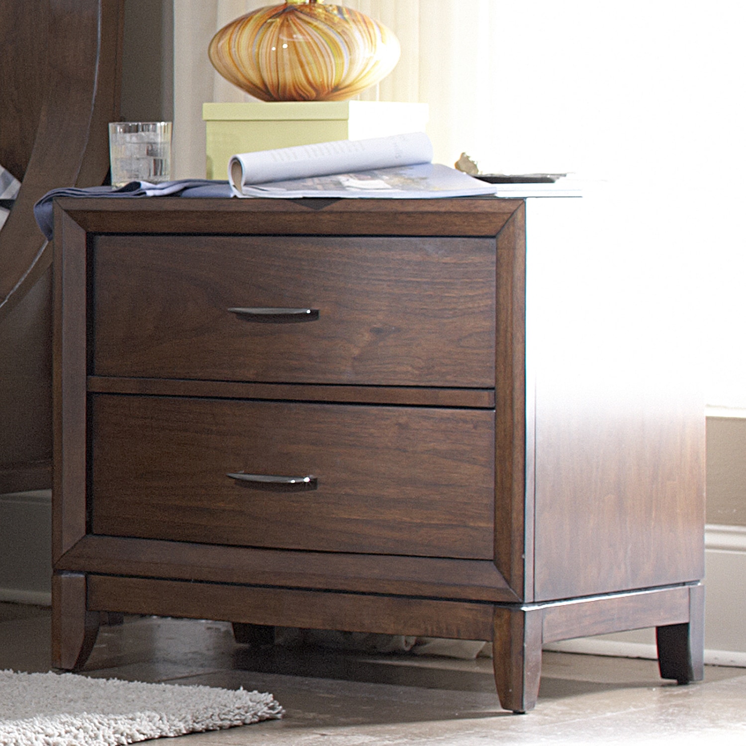 Tribecca Home Tribecca Home Lancashire Walnut Brown Curved Front 2 drawer Nightstand Brown Size 2 drawer