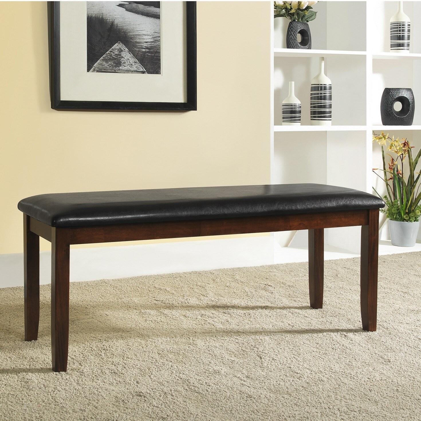Tribecca Home Winsford Burnished Cherry 48 inch Cushioned Transitional Bench