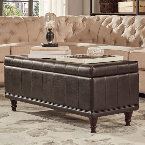 St Ives Lift Top Faux Leather Tufted Storage Bench by iNSPIRE Q Classic