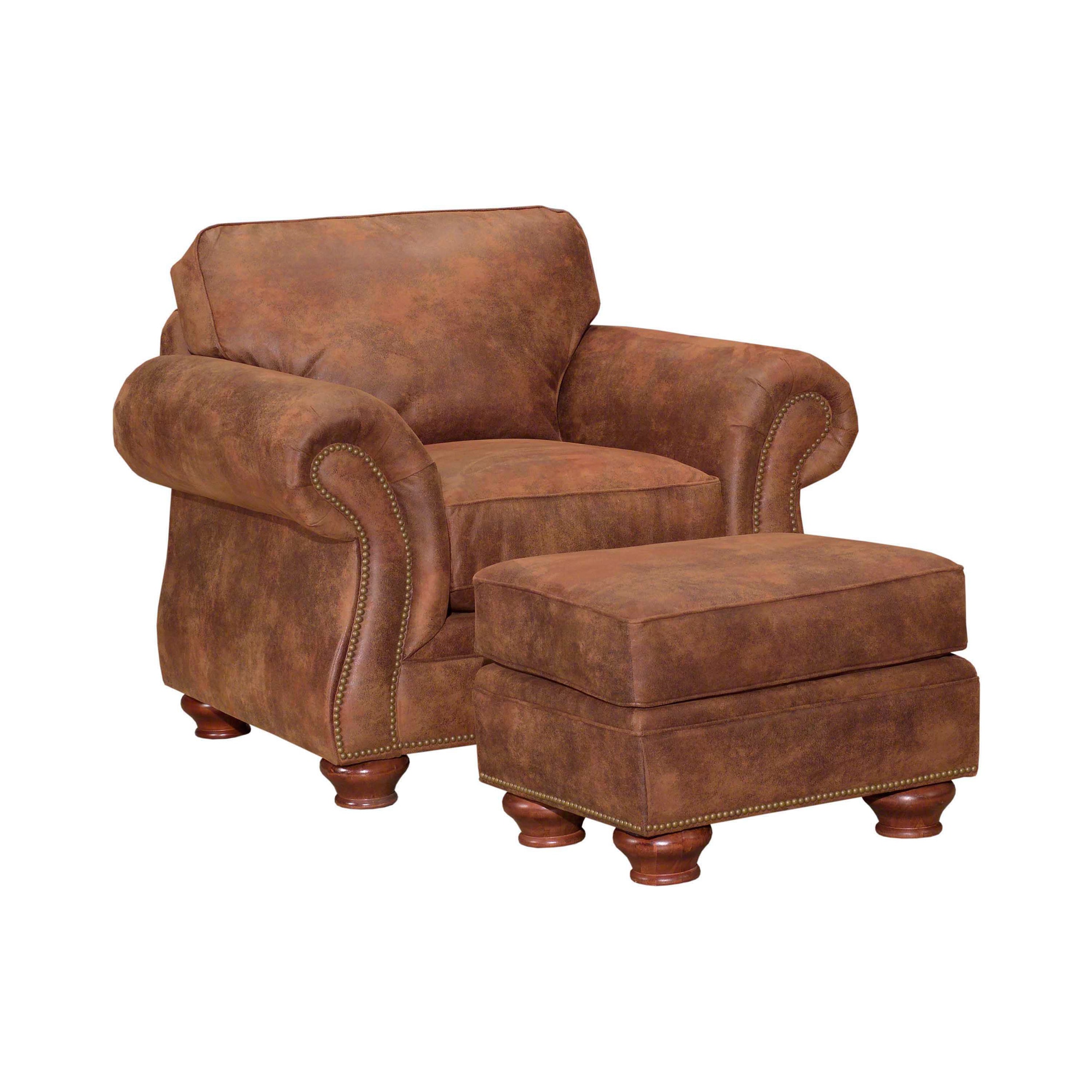 broyhill lauren 2 brown faux leather chair ottoman set