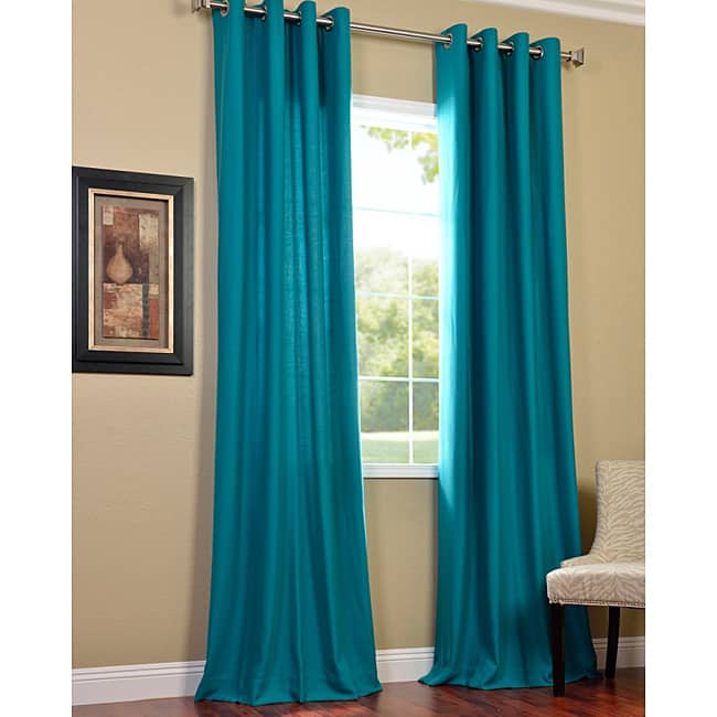 Exclusive Fabrics Cotenza Turquoise Faux Cotton Grommet Curtain (1 Panel)