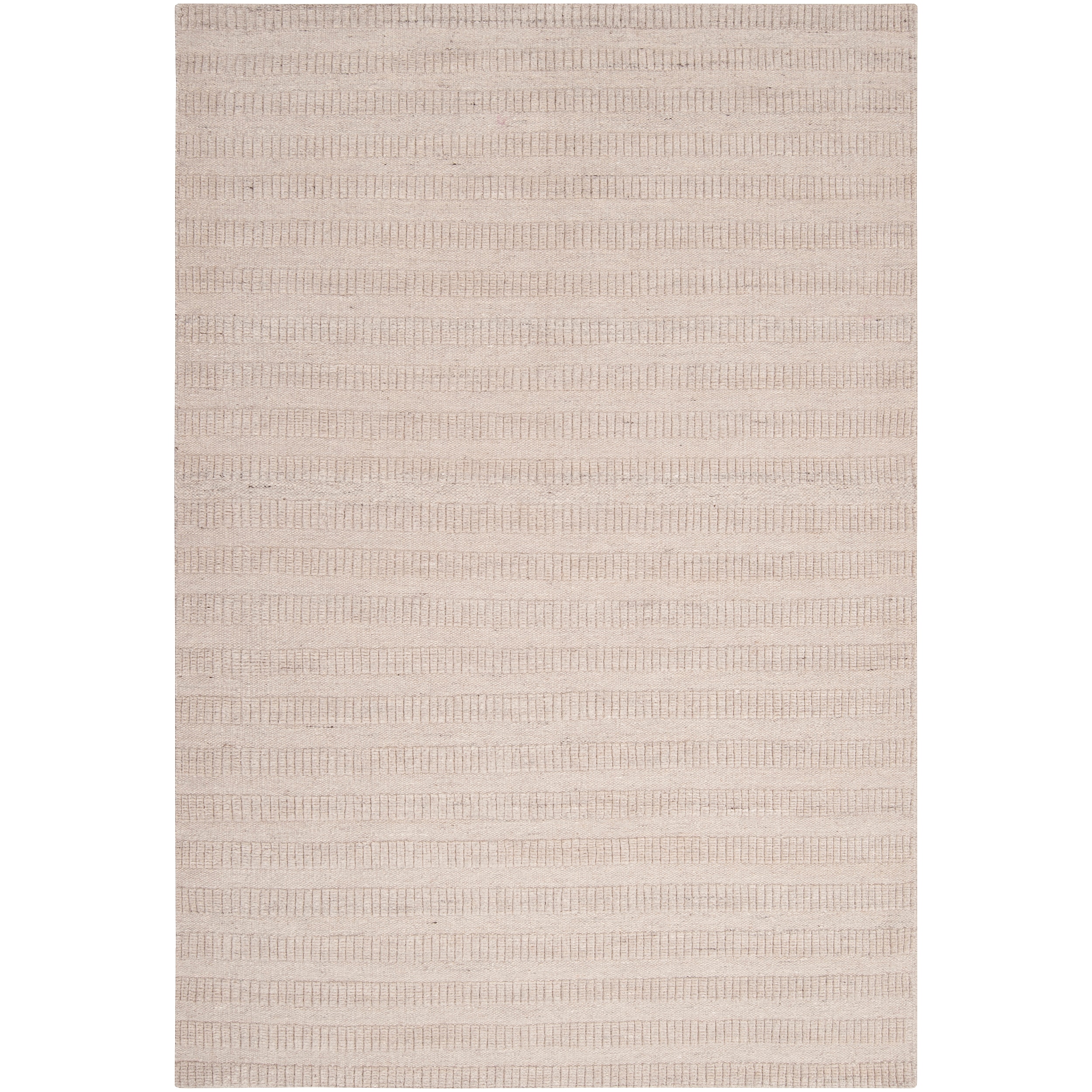 Hand crafted Solid Antique White Caparo Street Wool Rug (9 X 13)