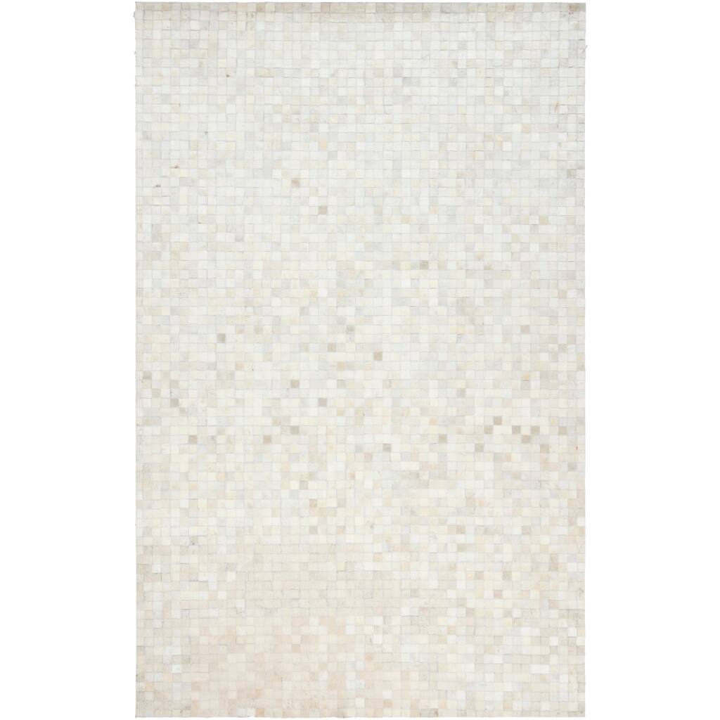 Hand-crafted Leather Animal Hide Geometric Squares Trailblazer Area Rug - 8' x 10' - 8' x 10'