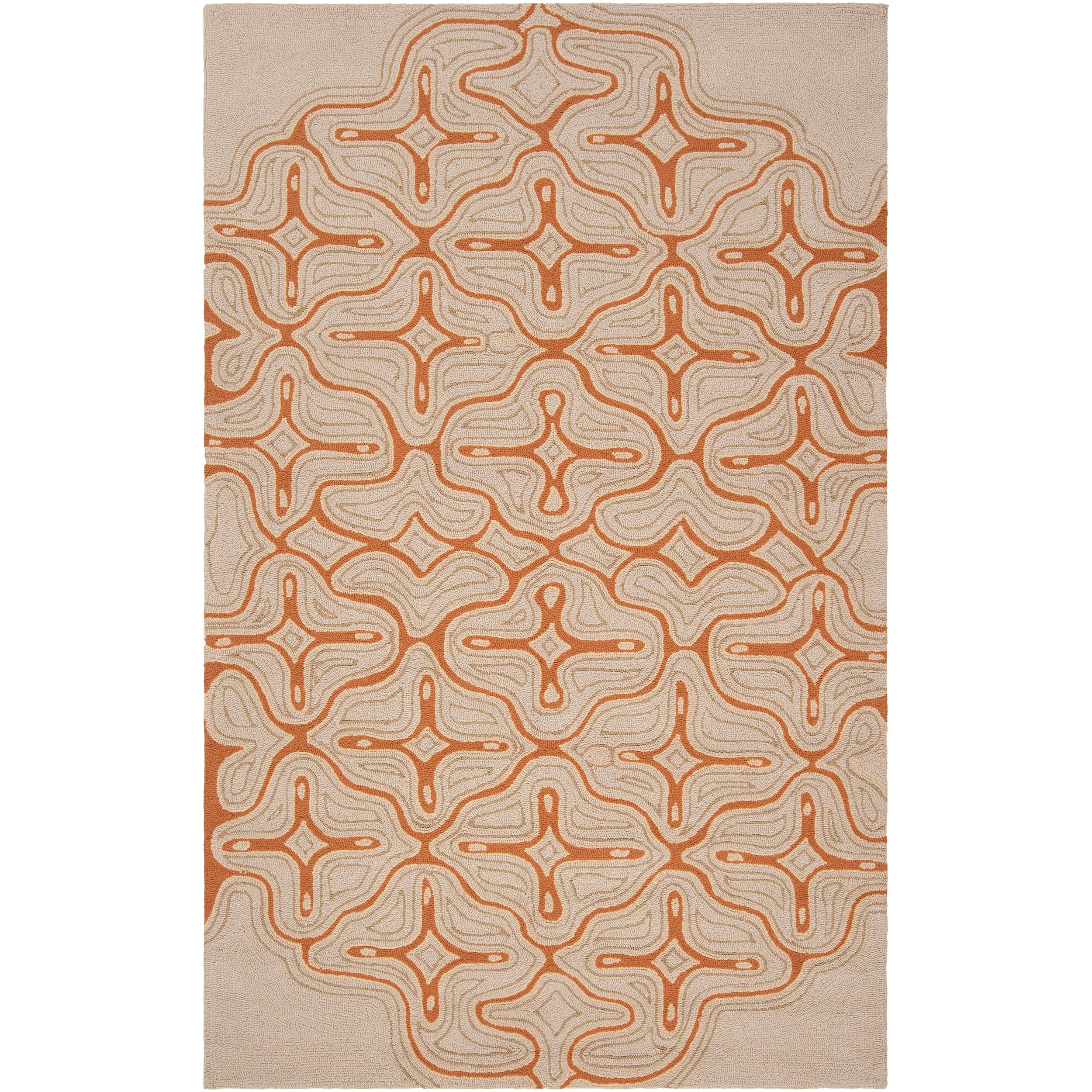 Hand hooked Beige Yarra Indoor/outdoor Geometric Rug (3 X 5)