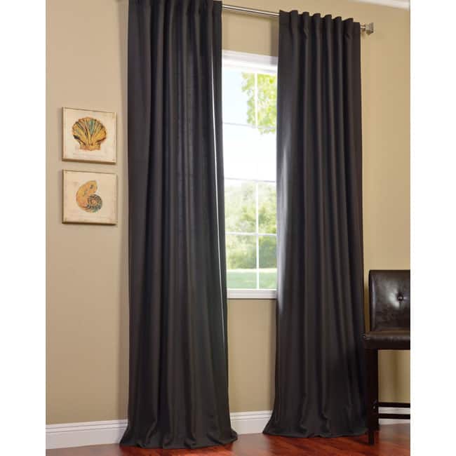 Exclusive Fabrics Charcoal Cotenza Faux Cotton Curtain (1 Panel)