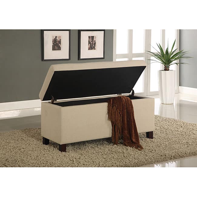 Tufted Linen Storage Bench