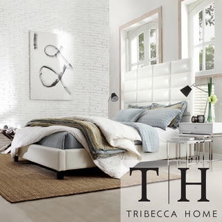 TRIBECCA HOME Sarajevo White Bonded Leather High Profile Tufted Queen size Bed Tribecca Home Beds