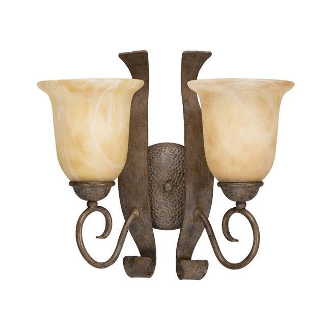 Transitional 2-light Aged Iron Wall Sconce