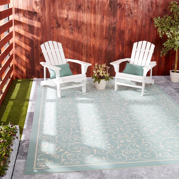 Nourison Home and Garden Indoor/Outdoor Light Blue Rug (7'9 x 10'10) - 7'9 x 10'10