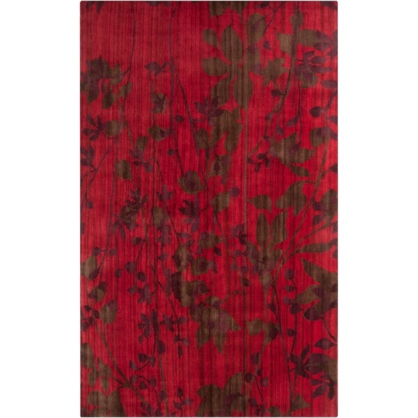 Hand-knotted Burgundy Barrack New Zealand Wool Area Rug - 5' x 8'