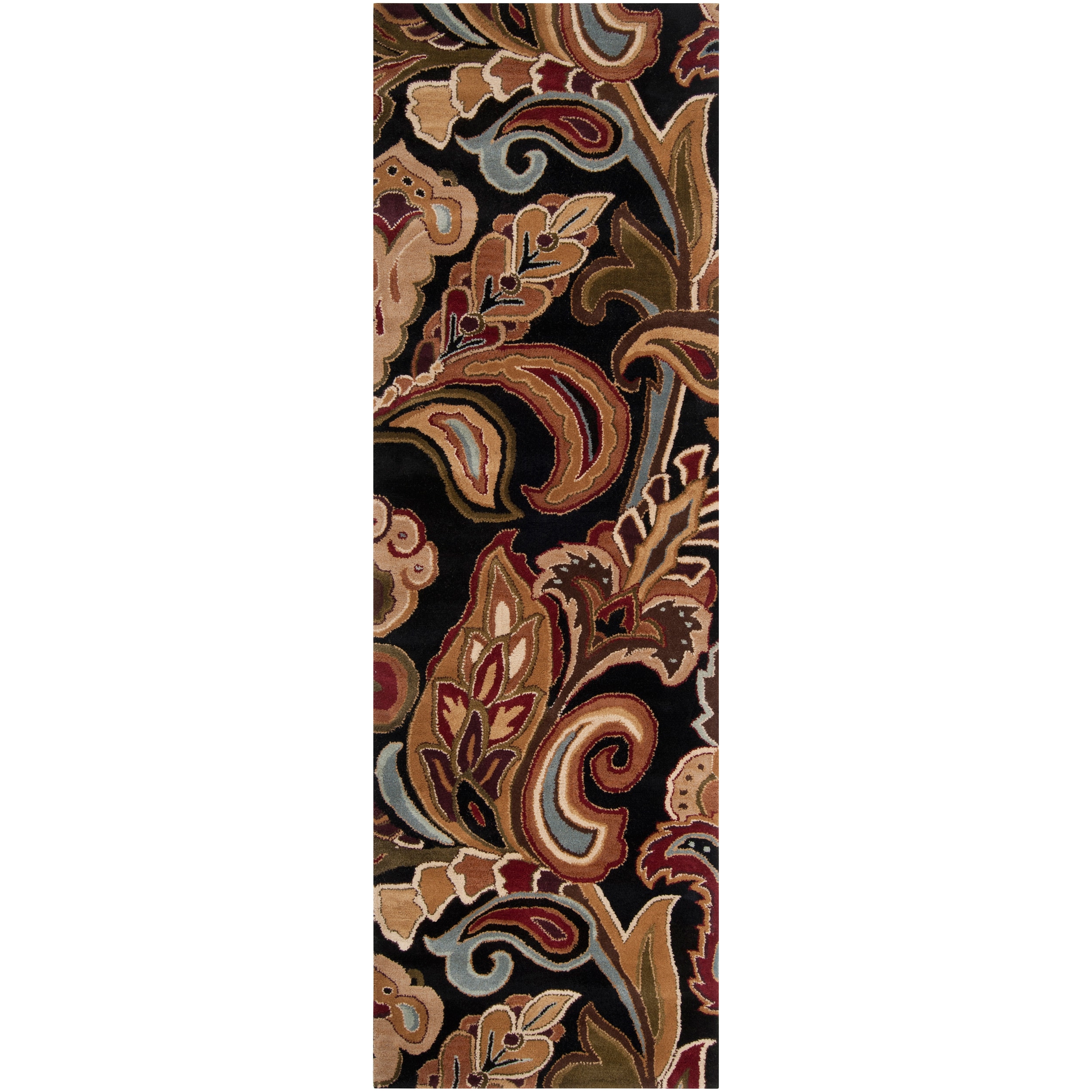 Hand tufted Black Sandy Dunes Wool Rug (26 X 8)