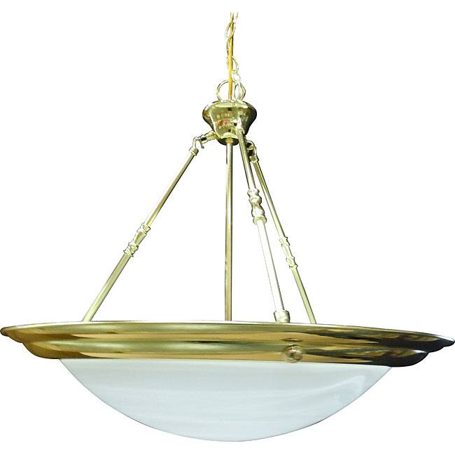 Three Light Polished Brass Bowl Pendant
