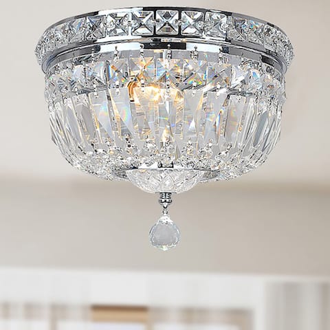 Silver Orchid Taylor Chrome and Crystal Flushmount Chandelier