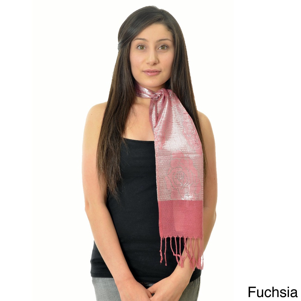 La77 La77 Womens Metallic Rose Scarf Pink Size One Size Fits Most