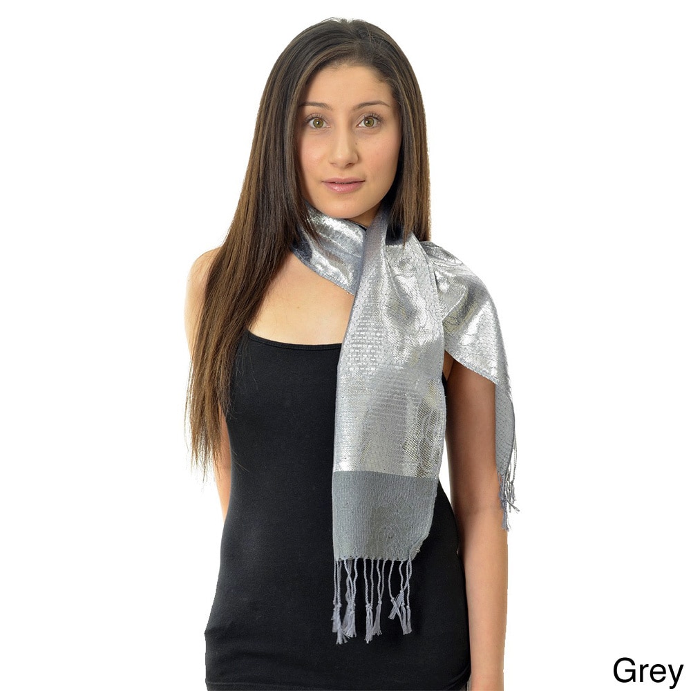 La77 Womens Metallic Rose Scarf