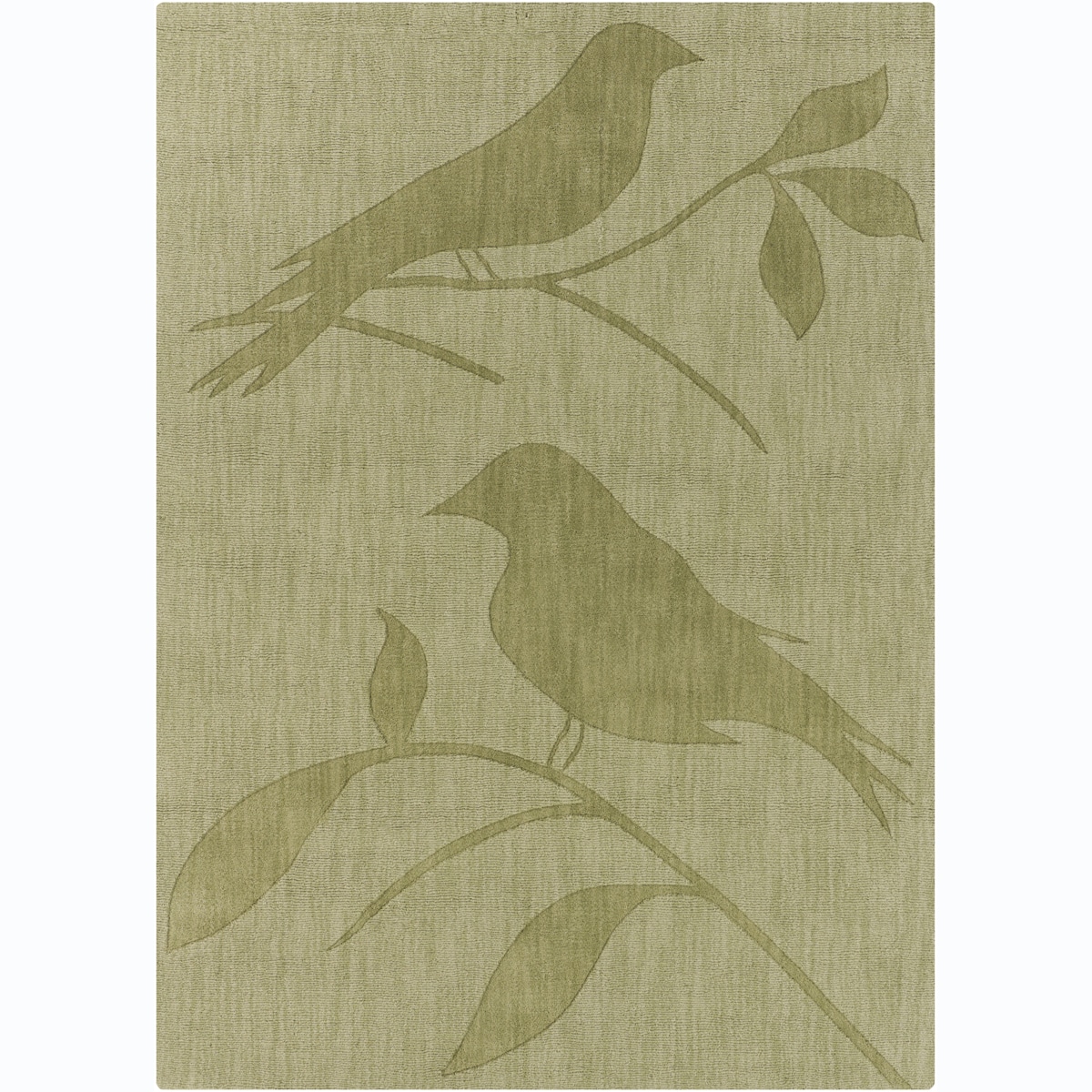 Hand tufted Mandara Green Bird Wool Rug (5 X 7)