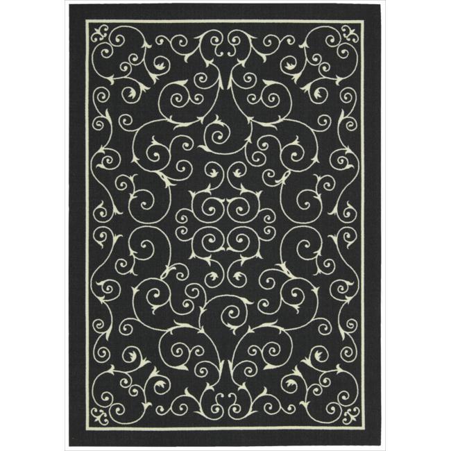 Nourison Home And Garden Casual Black Floral Indoor/outdoor Rug (79 X 1010)