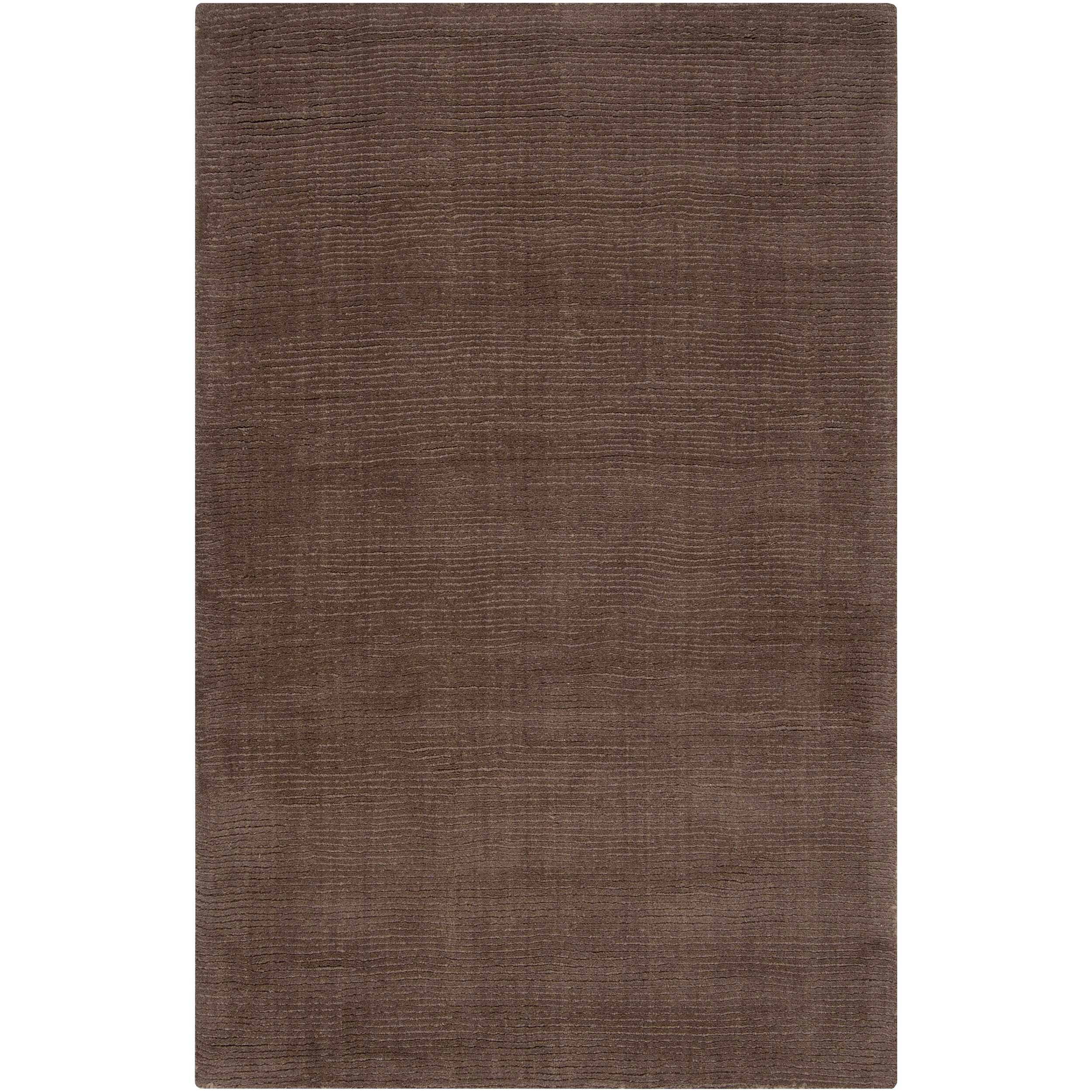 Hand crafted Solid Brown Casual Mantra Wool Rug (5 X 8)