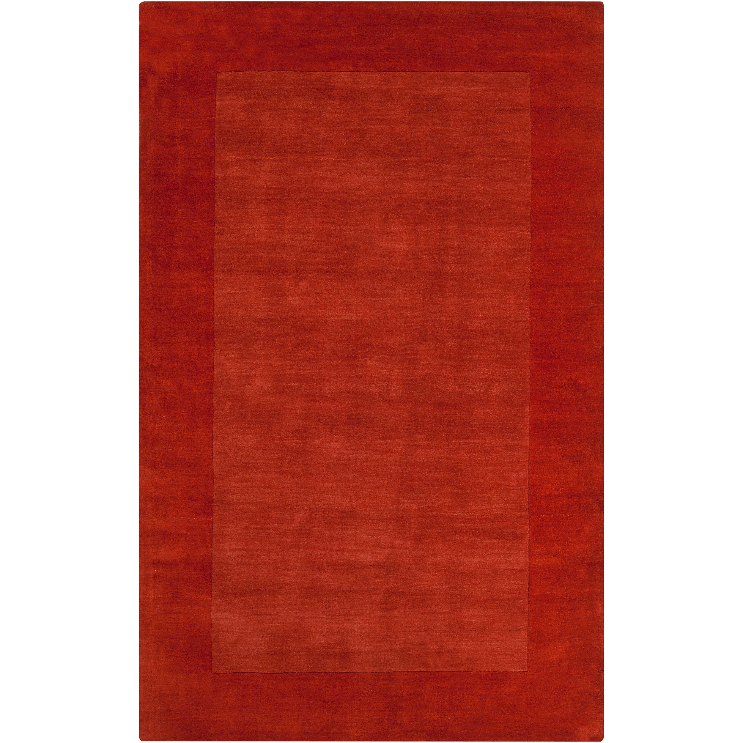 Hand-crafted Orange Tone-On-Tone Bordered Mantra Wool Area Rug - 8' x 11'