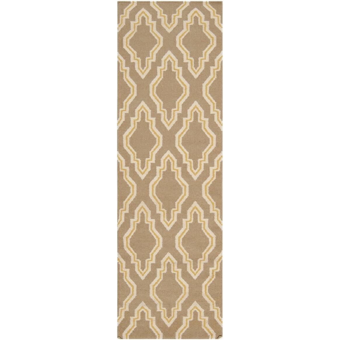 Handwoven 'Faller' Tan Wool Area Rug 2'6" x 8' Runner 2'6" x 8