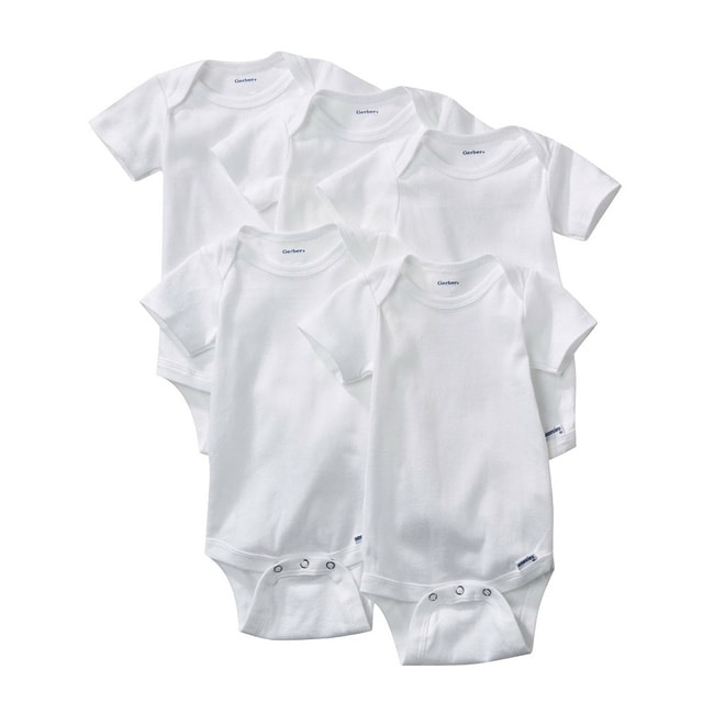 Gerber White Onesies (Pack of 5) - 14293520 - Overstock.com Shopping ...