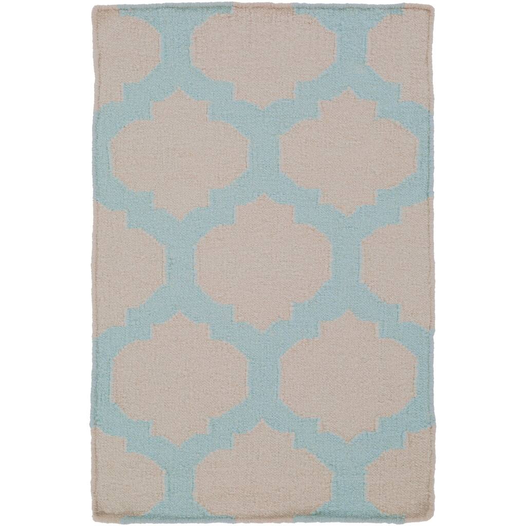 Hand-woven Caroni Moroccan Trellis Blue Wool Area Rug - 8' x 11'