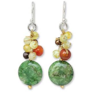 NOVICA Sterling Silver 'Joy' Multi-gemstone Pearl Earrings 4 mm