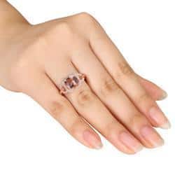 Miadora 10k Rose Gold 2-1/4ct Cushion-cut Morganite and 1/5ct TDW Diamond Halo Cockatil Ring (G-H, I2-I3)