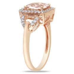 Miadora 10k Rose Gold 2-1/4ct Cushion-cut Morganite and 1/5ct TDW Diamond Halo Cockatil Ring (G-H, I2-I3)