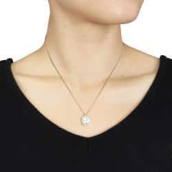 Miadora 10k Pink Gold Cultured Freshwater Pearl and Diamond Accent Pendant (G-H, I1-I2)