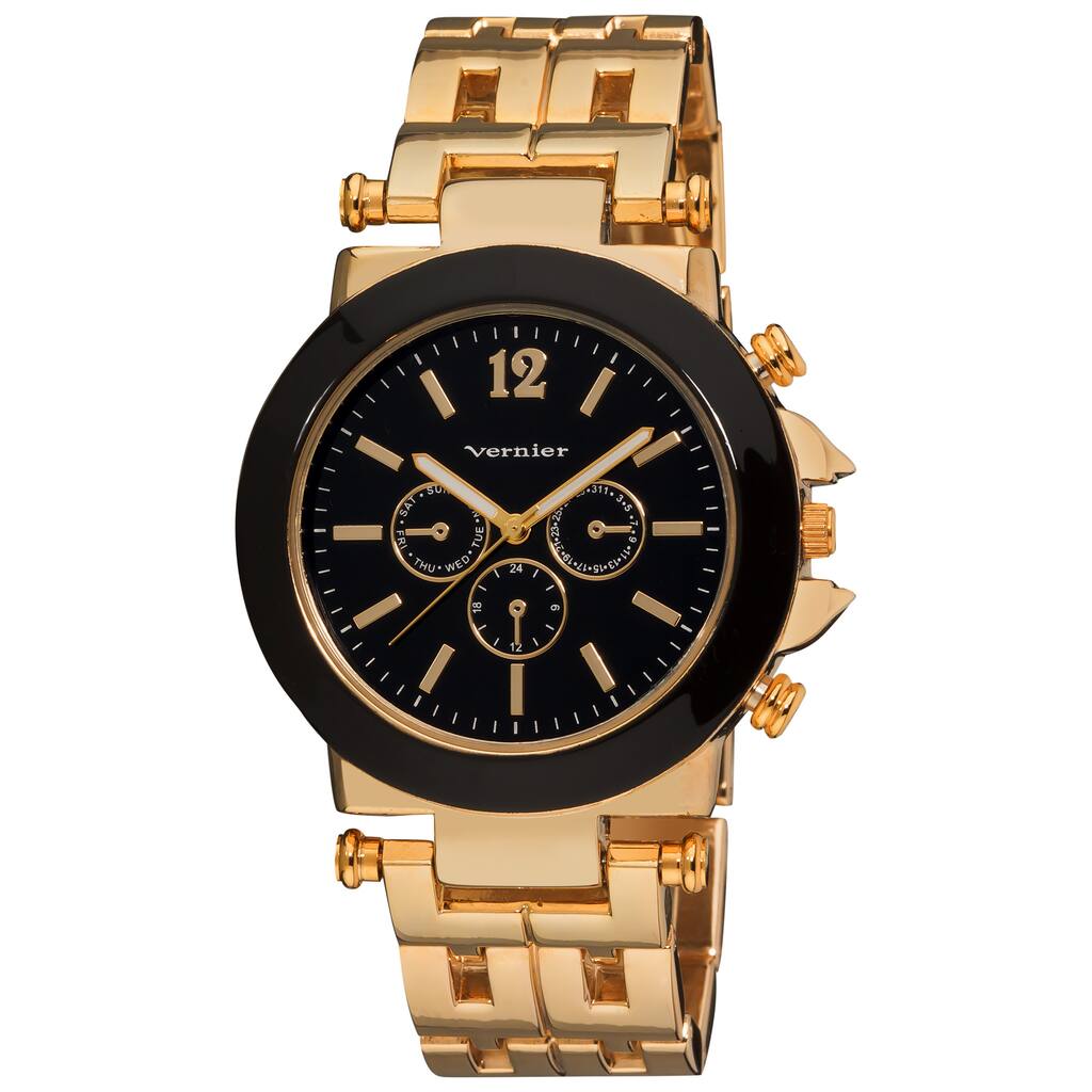 Vernier Women's Faux Chrono Pattern Bracelet Quartz Gold-Tone Watch