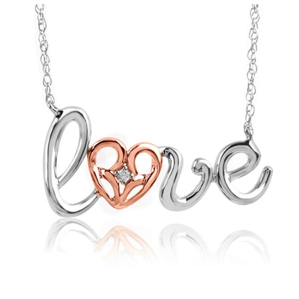 Bridal Symphony Diamond 'Love' Cursive Word Necklace - Free Shipping ...