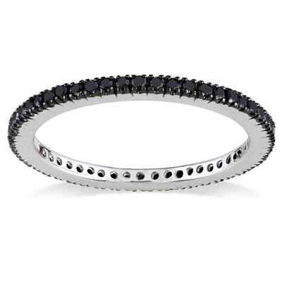 Miadora 14k White Gold 3/8ct TDW Black Diamond Ring