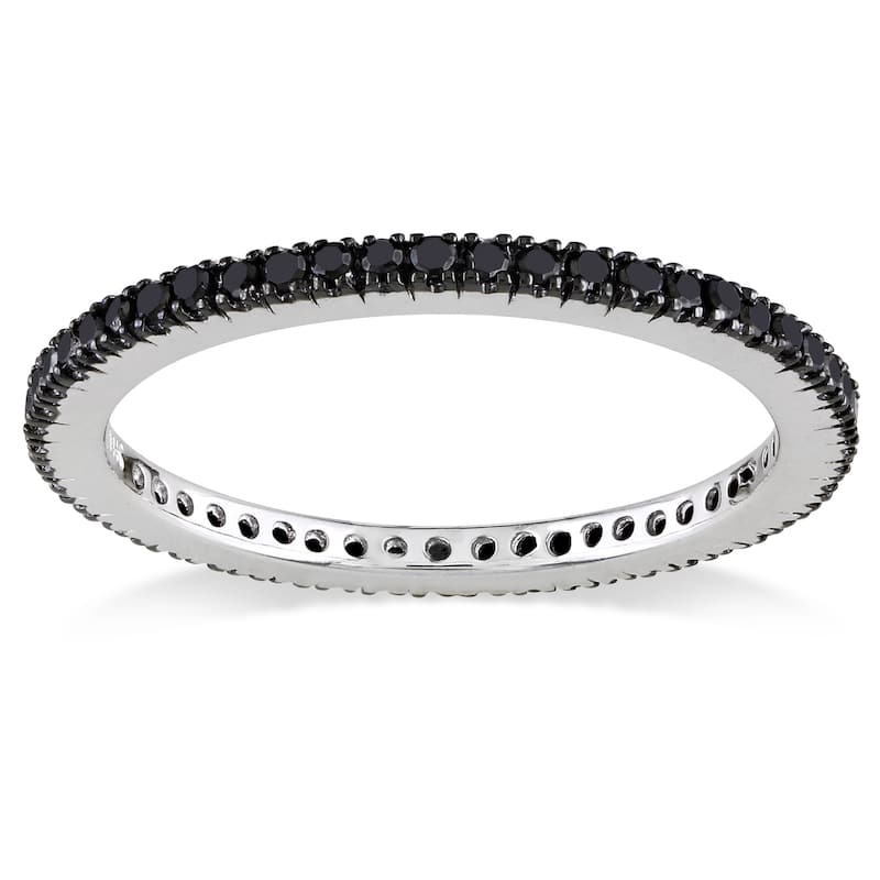 Miadora 14k White Gold 3/8ct TDW Black Diamond Ring