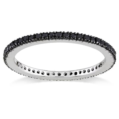Miadora 14k White Gold 3/8ct TDW Black Diamond Ring