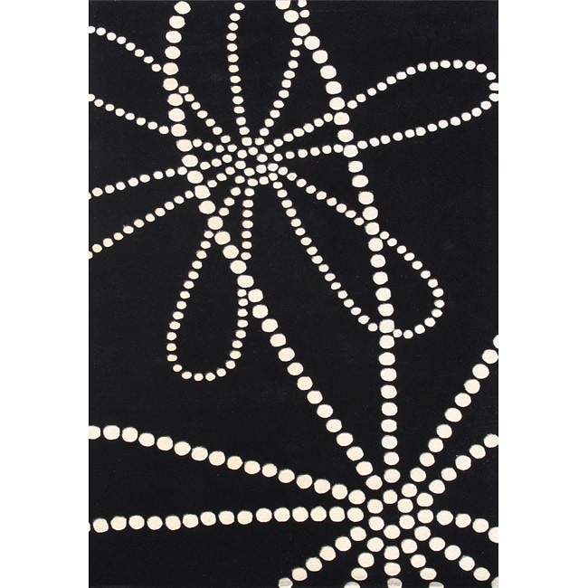 Hand tufted Floridly Black Wool Rug (8 X 10)