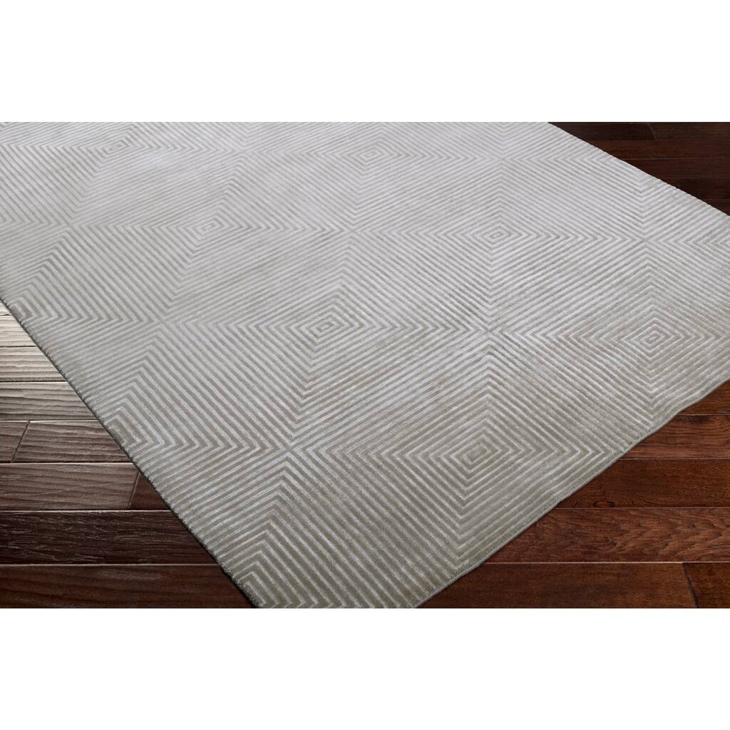 Hand-knotted White Light House Geometric Wool Area Rug - 2'6" x 10' Runner