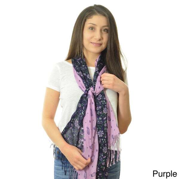 LA77 Women's Block Floral/ Paisley Scarf. Opens flyout.