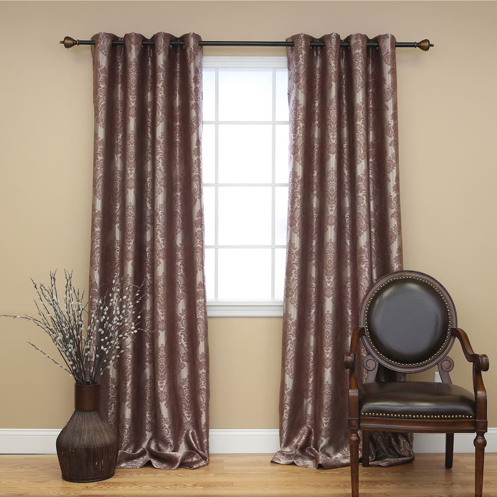 Aurora Home Traditional Damask Grommet 84 inch Curtain Pair - 52 x 84