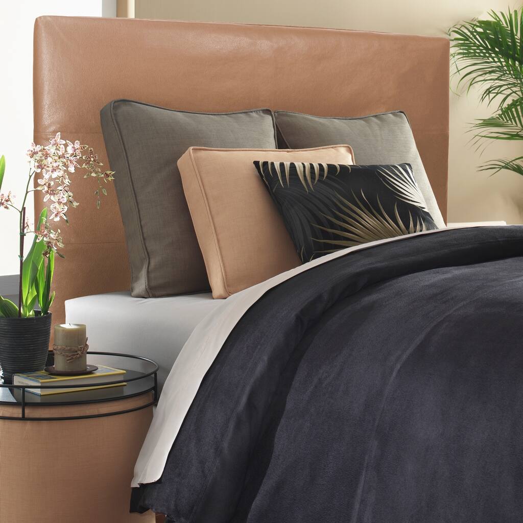 Slip-covered Full/ Queen Bronze Faux Leather Headboard