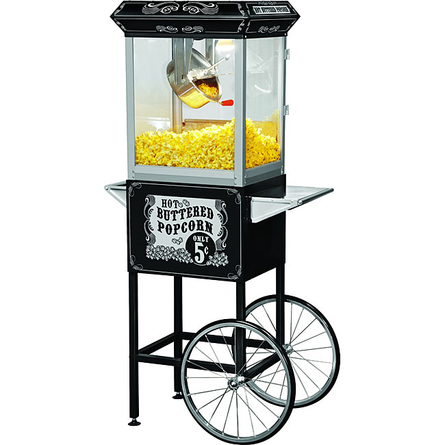 FunTime Sideshow Popper 4-oz Hot Oil Popcorn Machine with Black/ Silver ...