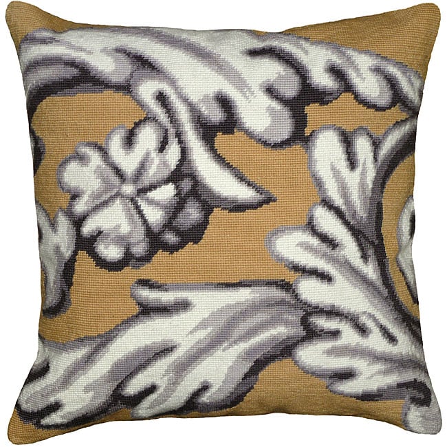 Yellow Scroll Needlepoint Decorative Pillow