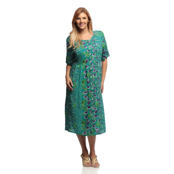 Shop La Cera Women's Plus Size Floral Print Pleated Front Dress - Free ...