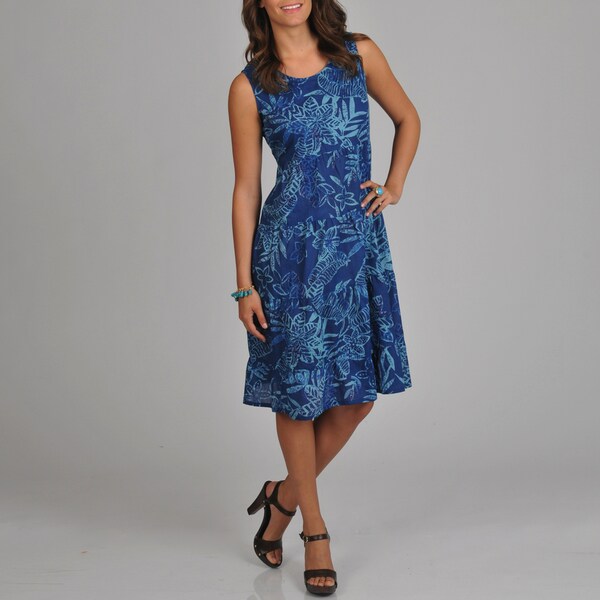 Shop La Cera Women's Floral Print Tiered Dress - Blue - Free Shipping ...